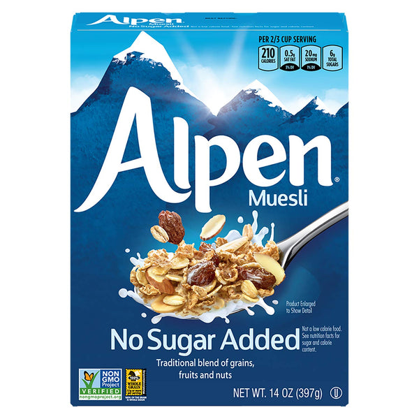 Three Sisters Alpen Muesli Cereal, No Sugar Added, 14 Ounce