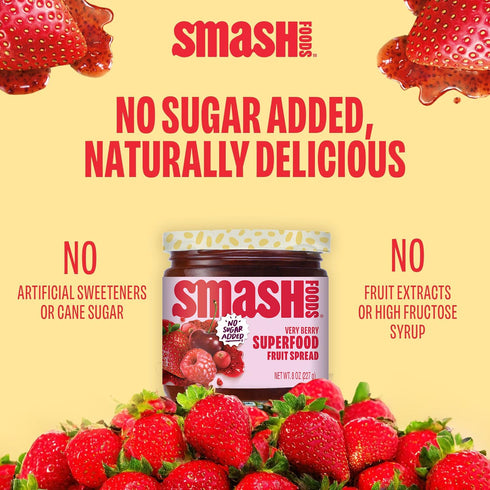 Smash Foods 8 oz Very Berry Superfood Fruit Spread, No Sugar Added