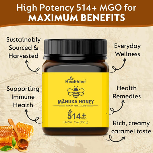514+ 8.8oz /250 Manuka honey MGO | New Zealand Honey | High grade |Monofloral honey gram
