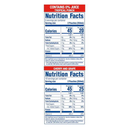 Jammers 0% Pack, 30 6 oz Kool-Aid Tropical Punch, Grape & Cherry Flavored Juice Drink Variety ct Box, fl Pouches