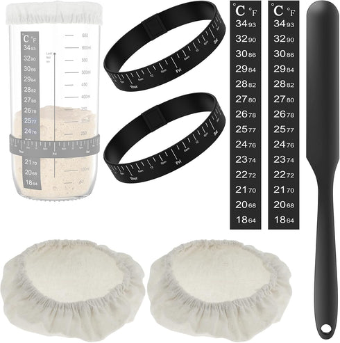ZJRDYYK 7PCS Set, Sourdough Starter Jar Kit Replacement No Jar Included, Sourdough Date Marked Feeding Band, Sourdough