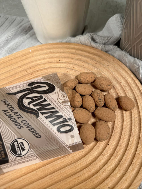 70% 1 Pack, 2 oz. Rawmio Chocolate Covered Almonds - Organic, Raw, Vegan, Dark Chocolate