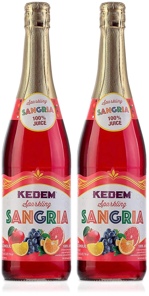 kedem Sparkling Sangria, 25.4oz (2 Pack) | Made from 100% Juice, Non Alcoholic,