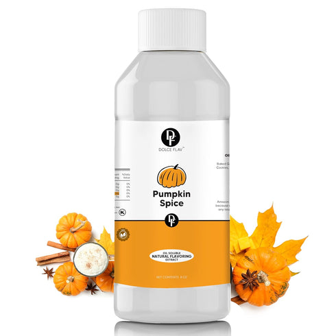 Dolce Flav Natural Pumpkin Spice Extract 8 Ounce Oil-Soluble Kosher, Sugar-Free, Concentrated