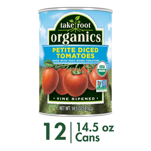 14.5 oz (Pack 12 Take Root Organics Petite Diced Organic Canned Tomatoes, Can of Cans)