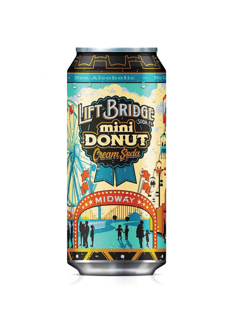 12-Pack, 16 oz Lift Bridge Mini Donut Cream Soda, Real Cane Sugar, Craft Soda, Gluten-Free, Caffeine-free, Vegan, Cans