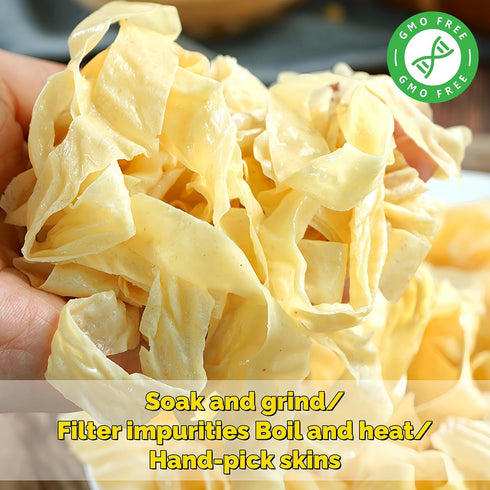 H2ONDBQF 10.58 Oz (300g) Dried Tofu Skin Strips, Bean Curd Strips, Asian Cooking Essential Soy Tofu Strips Tofu Knots