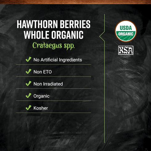 16 (Pack 1) Frontier Co-op Organic Hawthorn Berries, Whole - For Hawthorn Berry Tea - Kosher | Ounce