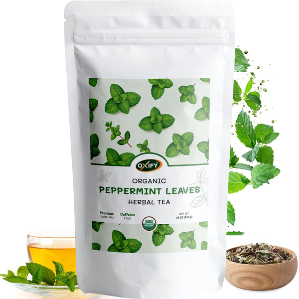Oxify Organic Peppermint Leaves Herbal Loose Tea- 16 oz (16 oz, Peppermint)