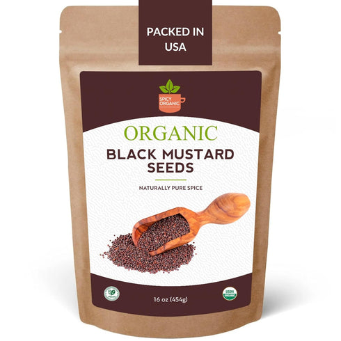 Black Mustard Seeds Whole by SpicyOrganic 16oz Rai Sarson, Organic Mustard Seeds