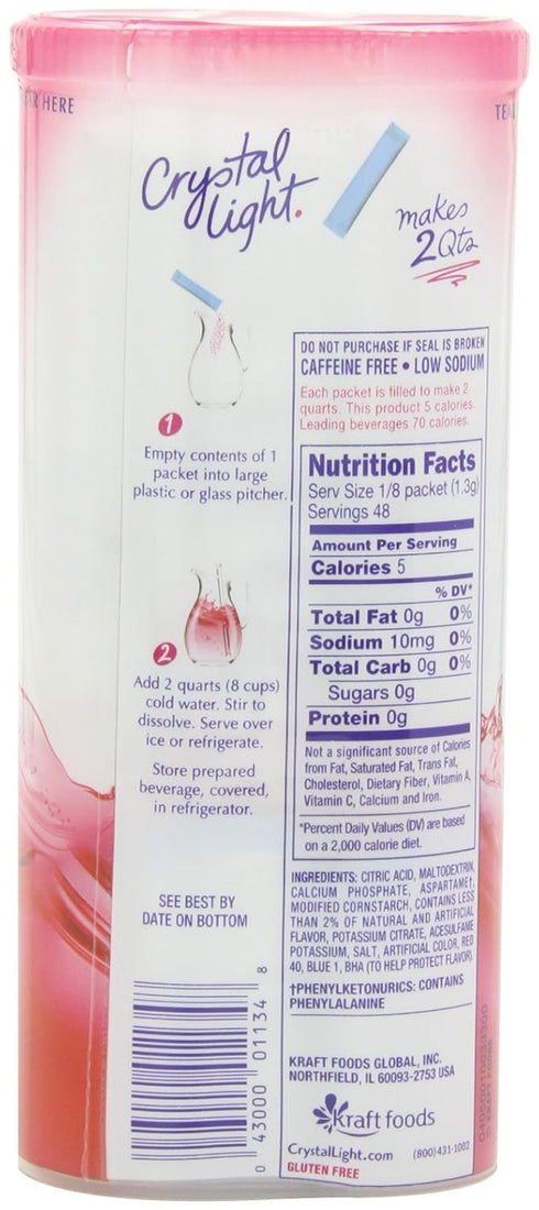 (24 Packets, 4 6) Crystal Light Fruit Punch Drink Mix Pitcher Canisters