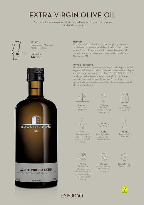 Herdade do Esporao 500ml 16.9 oz (1) - Extra Virgin Olive Oil - Azeite Virgem Extra - - fl - Product of Portugal