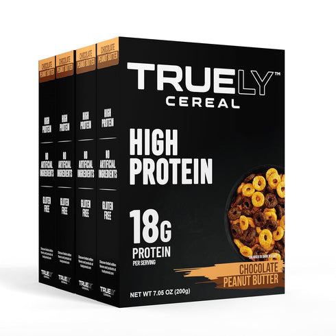 TRUELY Protein Cereal Chocolate Peanut Butter Flavor | 18 g Protein, 4