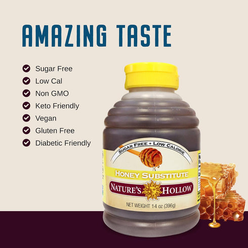 Pack 2 Nature's Hollow Sugar Free Honey Substitute: Gluten Free, Vegan, and Keto Honey - Zero Sugar Honey Xylitol