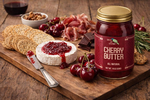2 19 Green Jay Gourmet Cherry Butter - All-Natural, Gluten-Free Fruit Spread - Cherry Spread w/Vanilla & Spices