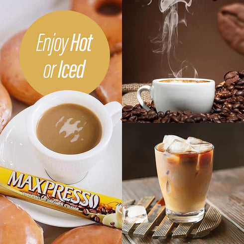 3 1 100 Packets Maxpresso in Korean Instant Coffee Mix - Single Serve Sticks with Creamer and Sugar Premium Hot or Iced