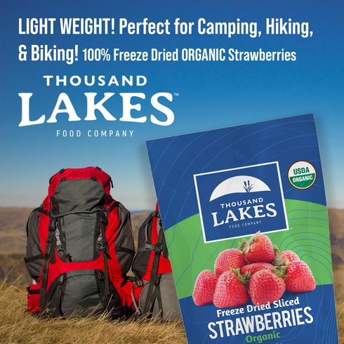 6 100% Thousand Lakes Freeze Dried Fruit - ORGANIC Strawberries - Bulk ounces | No Sugar Added | Sliced Organic
