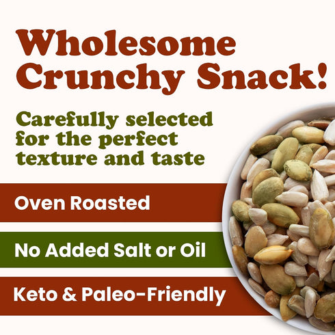 4 Food to Live Organic Dry Roasted Sunflower and Pumpkin Seed Mix, Pounds Oven Roasted, No Oil added, Healthy, Natural