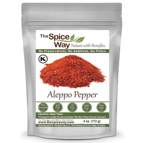 The Spice Way - Premium Ground Aleppo Pepper | 4 oz. | Crushed Aleppo Pepper Flakes for Turkish & Mediterranean Cooking