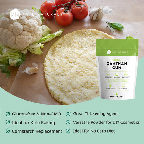 (8oz, Kate Naturals Xanthan Gum for Baking, Ice Cream & Sauce Thickener Gluten Free, Food Grade)