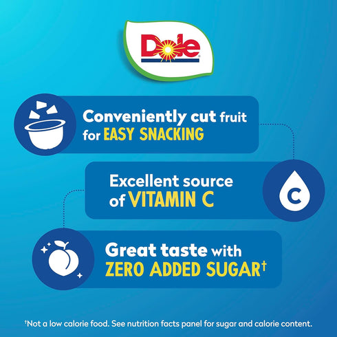 4 oz 12 Pack Dole Diced Peaches No Sugar Added - Dole Fruit Bowls Snacks - Fruit Bowls