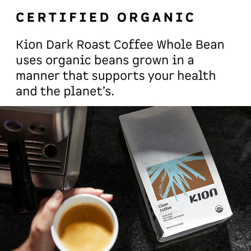 12 Oz Kion Organic Ground Coffee | Best Tasting, Purest, Highest Antioxidant, Healthiest Coffee | Dark Roast