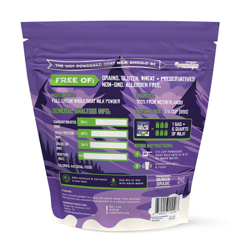 16-oz 6 A2 Rogue Pet Science G.O.A.T Milk Powdered Goat Milk for Dogs and Cats. One Bag Makes Quarts. Human Grade