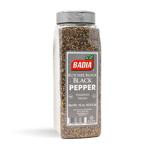 Badia Black Pepper Butcher Block, 16 oz Coarse & Bold Pepper for