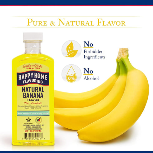 Happy Home Natural Banana Flavoring, Non-alcoholic, Certified Kosher, 7 oz
