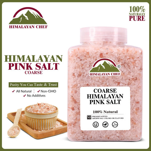 5 lbs 84+ Pack 2 Himalayan Chef Coarse Salt for Grinder Refill, jar, Contains Trace Minerals, Perfect for Cooking, Pink