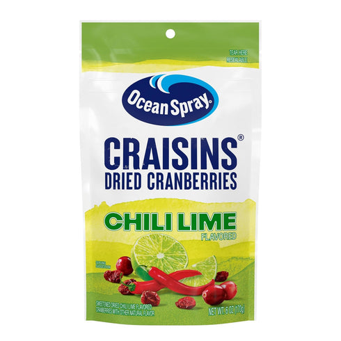 Ocean Spray Craisins Sweetened Dried Cranberries, Chili Lime, 6oz Pouch (Pack of