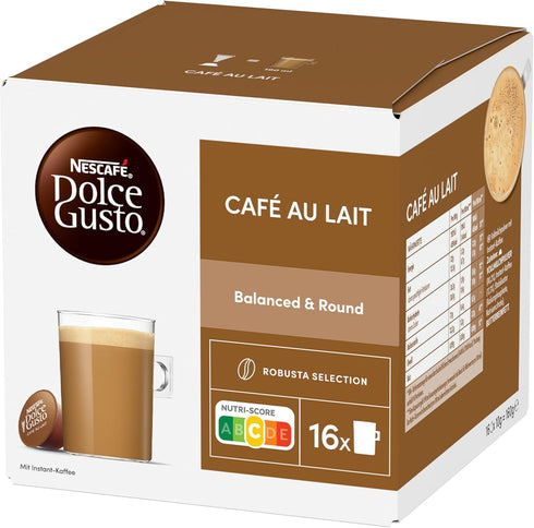 Pack 6, 6 16 Nescaf Dolce Gusto Caf au lait, of x Capsules