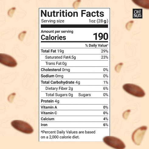 100% 1 lb Packed Oh! Nuts Brazil Nuts - Raw - Natural - - Whole Shelled Premium Brazil Nuts - in New York Zip-Seal Bag