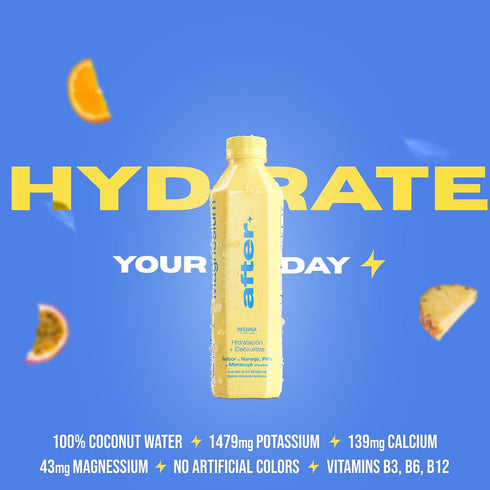 12 Pack, 16.9 oz AFTER Electrolyte Drink, Orange Pineapple Passionfruit Flavor, Electrolytes Hydration Drink, fl
