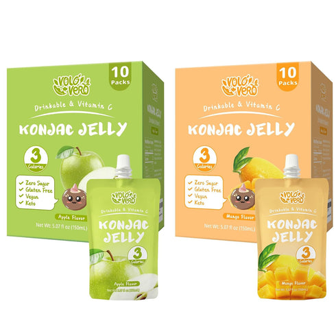 VOLO VERO Konjac Jelly Squeeze Pouch Healthy Snacks, 20 Packs, Low Calories