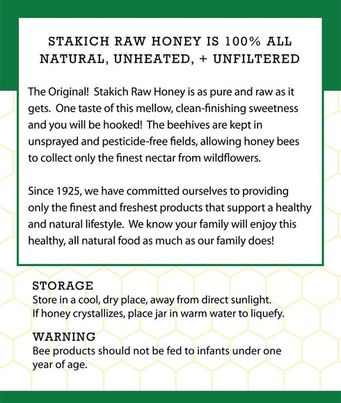 5 (80 Stakich Raw Honey - Pure, Unprocessed, Unheated, Kosher - Pound Ounce)
