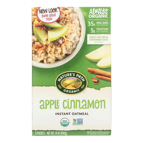 Natures Path Organic Apple Cinnamon Hot Oatmeal, 14 Ounce - 6 per