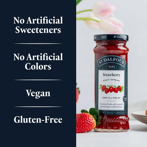 10oz 100% Pack 2 St. Dalfour Strawberry Fruit Spread - - from Fruit, No Artificial Ingredients, Non-GMO, No Cane