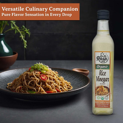 5% 16.9 Oz (Pack 2) De La Rosa Organic Rice Vinegar Acidity, Kosher, Great for Cooking, Sushi, Salad and more |