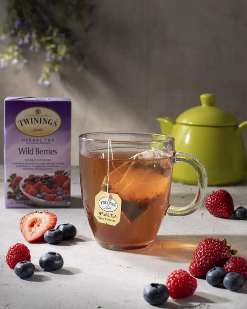 20 Count (Pack 2) Twinings Wild Berries Tea - Naturally Caffeine-Free Herbal Infusion Bursting with Fresh and Uplifting