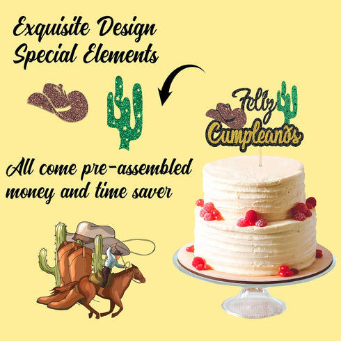 Black Glitter Feliz Cumpleaños Cake Topper, Spanish Happy Birthday Cake Topper for Adults/Teen's Birthday Party