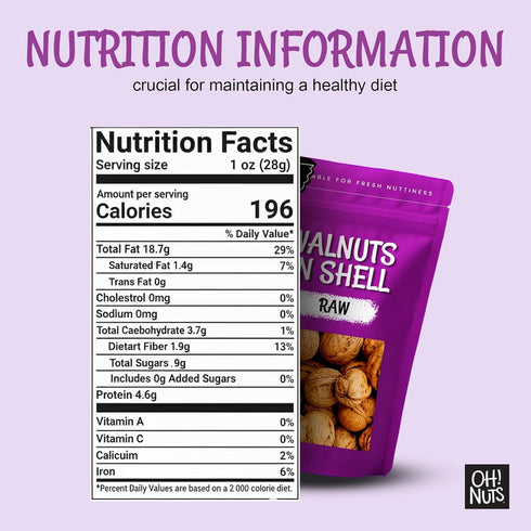 100% 2 lb Packed Oh! Nuts Walnuts in Shell - Raw - Natural - - Whole Walnuts for a Healthy Vegan Snack - in New York
