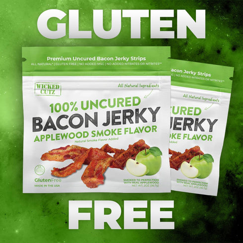 Pack 5 24g (5 Bacon Jerky Variety | Flavors & Up to Protein Per Bag | Fully Cooked, Tender, Easy to Chew, USA Made