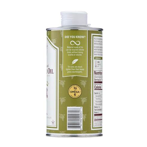La Tourangelle Expeller-Pressed Grapeseed Oil, High Heat Neutral Cooking Oil, 16.9 fl oz for Skin & Hair