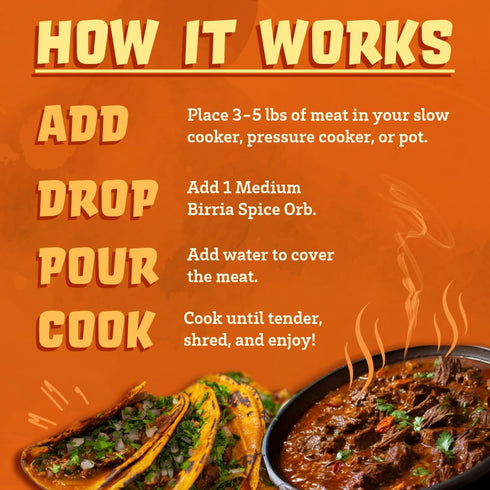3-5 lbs 2-Pack 1 Medium Birria Orb - Makes per orb - - Made in USA - Instant Pot Birria Seasoning - Just add water