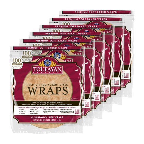 Toufayan Wheat 12 Sandwich Wraps | Bulk Foodservice Soft, Flexible Tortillas for