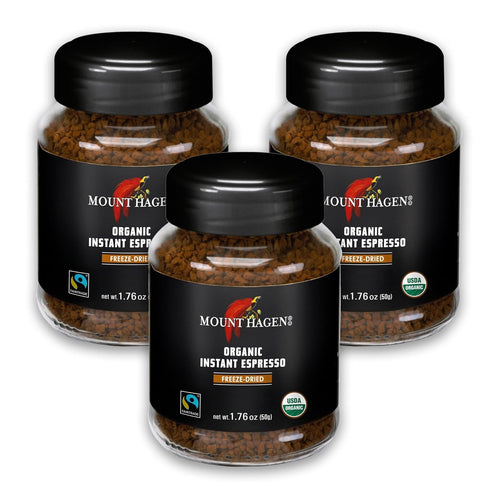 Mount Hagen Instant Espresso Coffee 3 Pack, Eco-friendly Organic Espresso Coffee Made