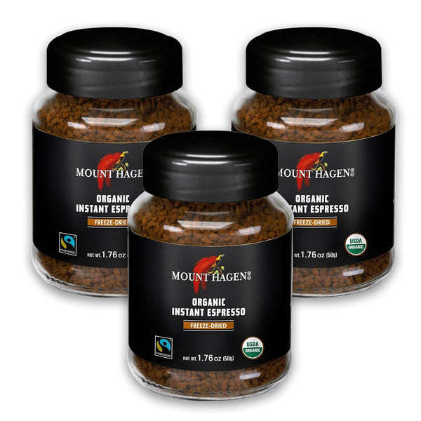 Mount Hagen Instant Espresso Coffee 3 Pack, Eco-friendly Organic Espresso Coffee Made