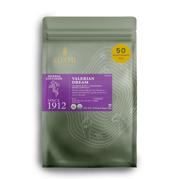 Luxmi Estates - Valerian Dream Tea - Organic Valerian Root Chamomile for