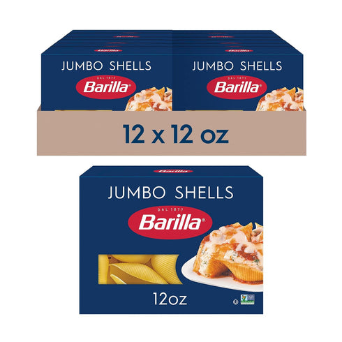 Barilla Jumbo Shells Pasta, 12 oz. Box (Pack of 12) - Non-GMO,
